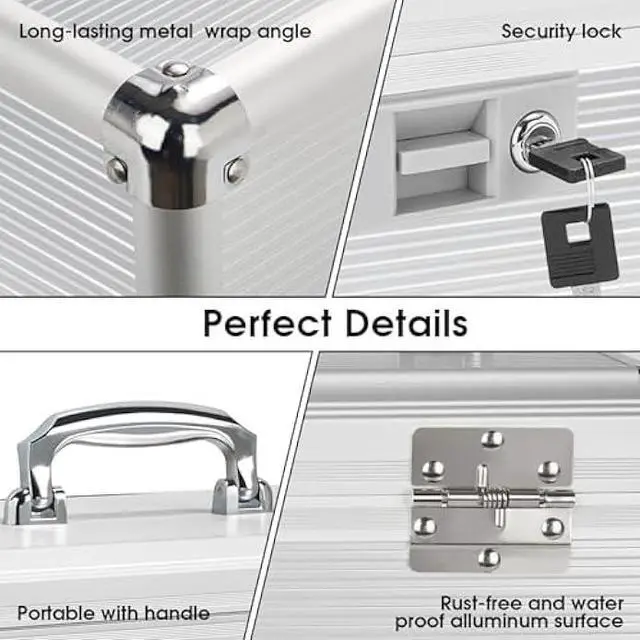 Alt view image 5 of 7 - Medicine Lock Box with Key, Alluminum Alloy Box for Medication,First aid kit with a Removeable Tray to Store Medicines & Pills for Home,Silver 10 * 6.89 * 6.89 Inch