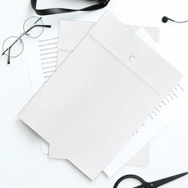 Alt view image 2 of 7 - VANRA Vertical File Folders Poly Filing Envelope Plastic Project Folder with Snap Button Closure for A4 Letter Size Paper (Pack of 5, White)