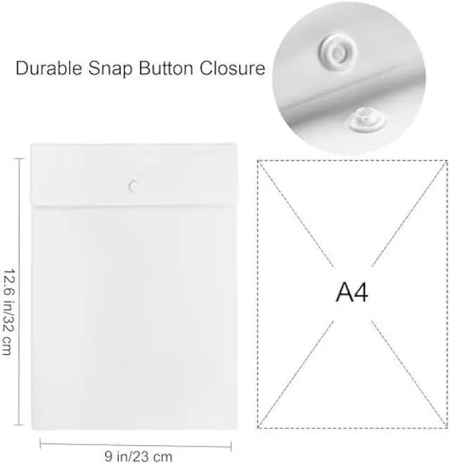 Alt view image 7 of 7 - VANRA Vertical File Folders Poly Filing Envelope Plastic Project Folder with Snap Button Closure for A4 Letter Size Paper (Pack of 5, White)
