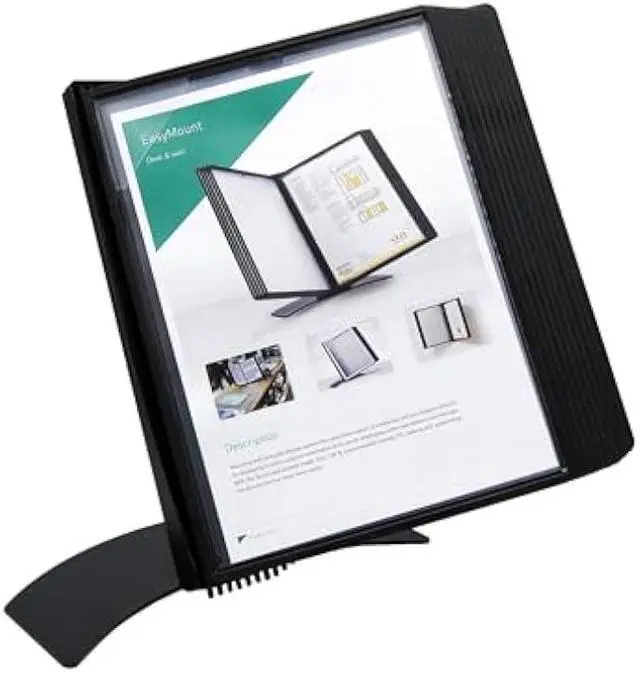 Alt view image 2 of 5 - Tarifold DJOIS Desktop Reference & Display System - Durable Metal Base & Polypropylene - Letter-Size - 10 Double-Sided Pockets - 20 Sheet Capacity - Easy-Load - Made in France - Black