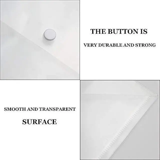 Alt view image 3 of 7 - Acrux7 48Pcs Plastic Wallets Folders - A4 Document Folder Wallet Popper Wallets with Button for School,Office (Clear)