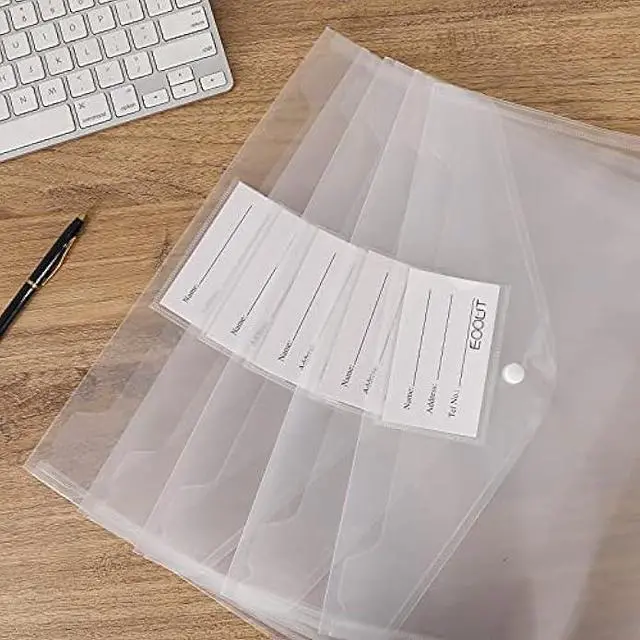 Alt view image 5 of 6 - EOOUT 30pcs Plastic Envelopes, Clear Envelopes with Snap Closure, Document Folders Letter Size A4 Size File Envelopes with Label Pocket for School Home Work Office Organization