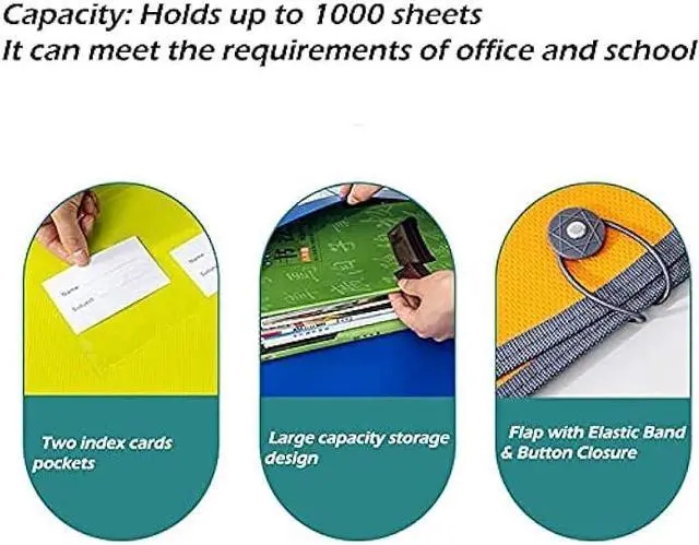 Alt view image 5 of 6 - Expanding File Folder Document Organizer with Elastic Cord & Button Closure, Letter Size, 3.5 Expansion, Letter A4 Expandable File Folder for Home School Office Organization, 3 Pack