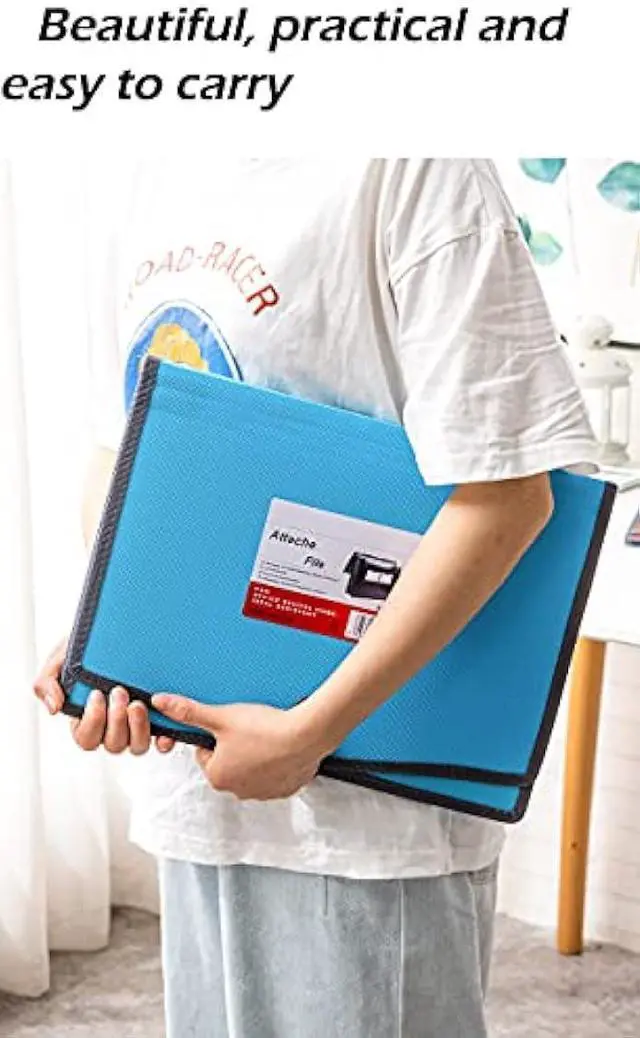 Alt view image 6 of 6 - Expanding File Folder Document Organizer with Elastic Cord & Button Closure, Letter Size, 3.5 Expansion, Letter A4 Expandable File Folder for Home School Office Organization, 3 Pack