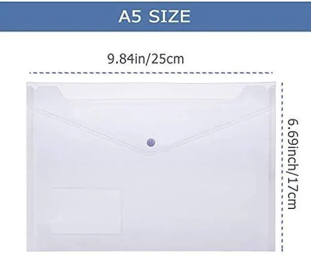 Alt view image 2 of 6 - MerryNine File Folders, 24 Pack A5 Size Clear Plastic Envelopes with Label Pocket and Snap Button, Transparent Waterproof File Folder Document Folder for School Home Work Office Organization