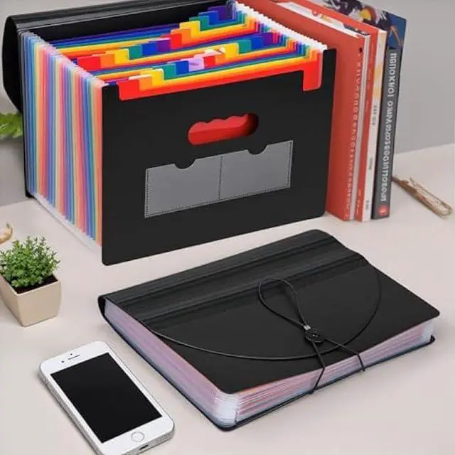 Alt view image 6 of 7 - 24 Pocket Accordion File Organizer, Document Organizer for Letter Size A4 Papers, Expanding File Folder with Month Labels, High Capacity - Black