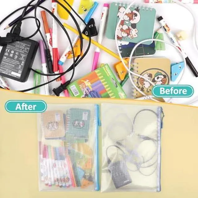 Alt view image 5 of 5 - YOPCDJ 12pcs Mesh Zipper Pouch Bags, A5 Puzzle Bag (12 Colors, 12 Packs) for Organizing, Classroom Must Have Storage Bag, File Bags for School, Board Games and Office Supplies