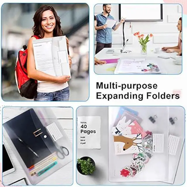 Alt view image 2 of 7 - 12 Pack Large Clear Folders for Documents,Legal Size(11×14 inch),TFDLCG zm Plastic Envelopes with Snap Closure,Poly Envelope File Folder with 1 Inch Expansion,for School Home Office