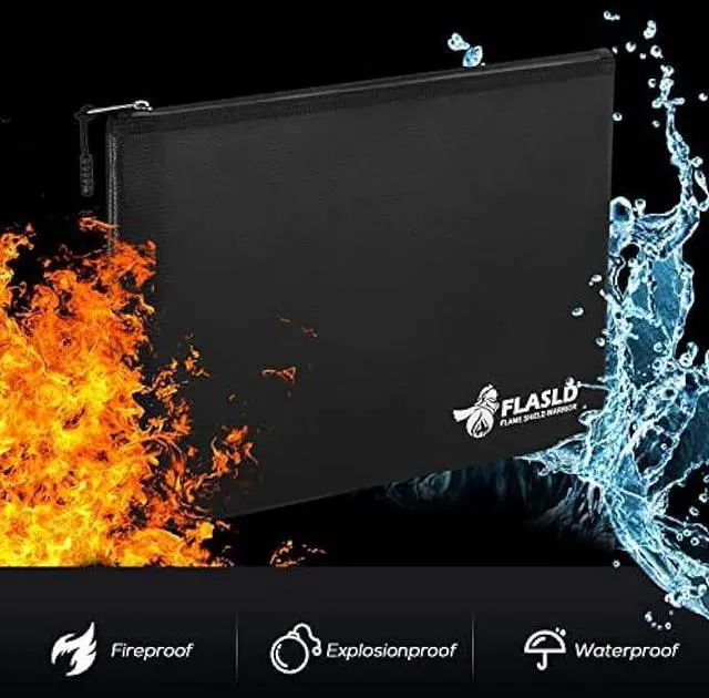 Alt view image 2 of 5 - FLASLD Fireproof Document & Money Bags, Large Fireproof & Water Resistant Bag, Fireproof Folder Safe Bag for Cash, Valuables & Passport, with Silicone Coating & Zipper Closure (Pouch-15x11)