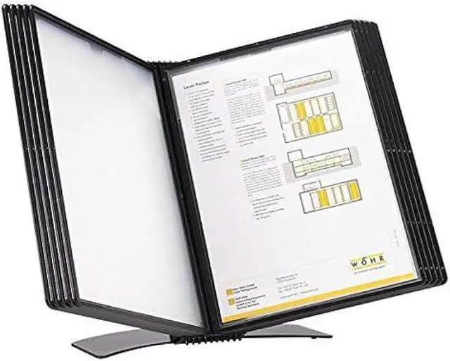 Alt view image 3 of 5 - Tarifold DJOIS Desktop Reference & Display System - Durable Metal Base & Polypropylene - Letter-Size - 10 Double-Sided Pockets - 20 Sheet Capacity - Easy-Load - Made in France - Black