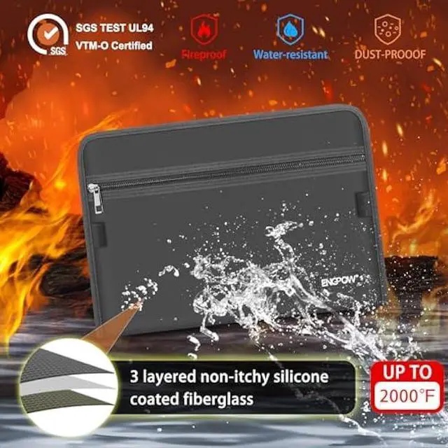 Alt view image 3 of 6 - ENGPOW Accordion File Organizer,Fireproof 13 Pockets Expanding File Folder,Document Organizer Folder with ZipperLabels,Portable Home Travel Safe Storage for Letter A4 Files and More,Gray