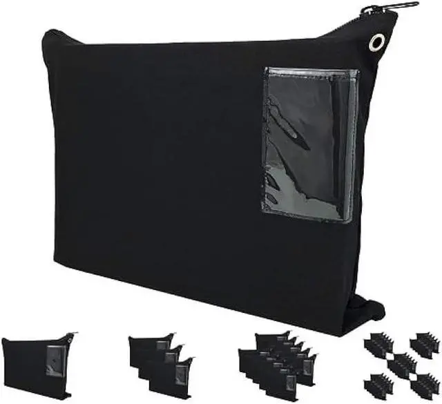Main image of Interoffice Mailer Transit Sack  Extra Strong Zipper - Extra Large & Durable  Black Canvas Zipper Bank Bag with ID Window (18 x 14, 1 Bag)