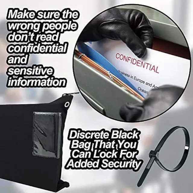 Alt view image 4 of 6 - Interoffice Mailer Transit Sack  Extra Strong Zipper - Extra Large & Durable  Black Canvas Zipper Bank Bag with ID Window (18 x 14, 1 Bag)