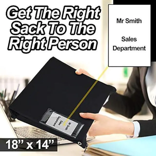 Alt view image 5 of 6 - Interoffice Mailer Transit Sack  Extra Strong Zipper - Extra Large & Durable  Black Canvas Zipper Bank Bag with ID Window (18 x 14, 1 Bag)