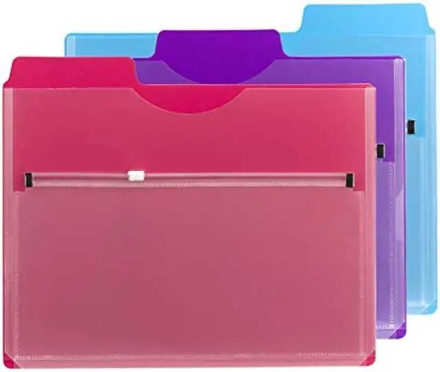 Alt view image 2 of 4 - Smead Project Organizer with Zip Pouch, 1/3- Cut Tab, Letter Size, Assorted Colors, 3 per Pack (89617)