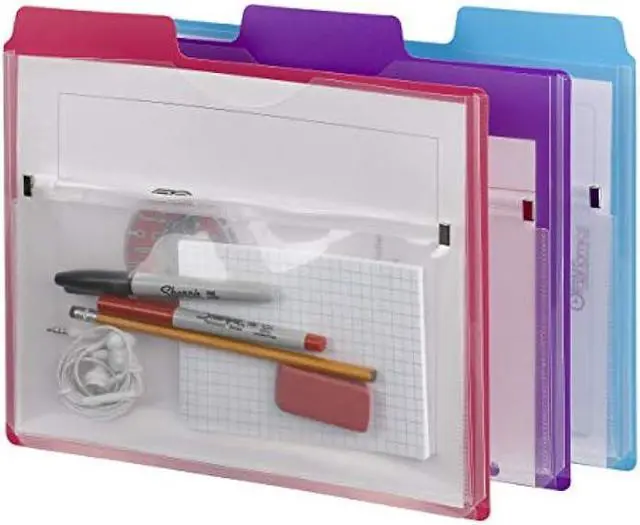 Alt view image 3 of 4 - Smead Project Organizer with Zip Pouch, 1/3- Cut Tab, Letter Size, Assorted Colors, 3 per Pack (89617)