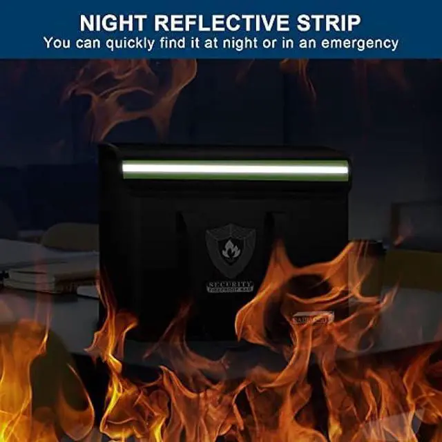 Alt view image 4 of 5 - NAIBAOSD Fireproof Document & Money Bags, Large Fireproof Safe Bag Box (15.4 x 11.8x 5.2 inches) with Reflective Strip, Fireproof Document Box for Tablet,Valuables,Cash,Jewelry,Documents
