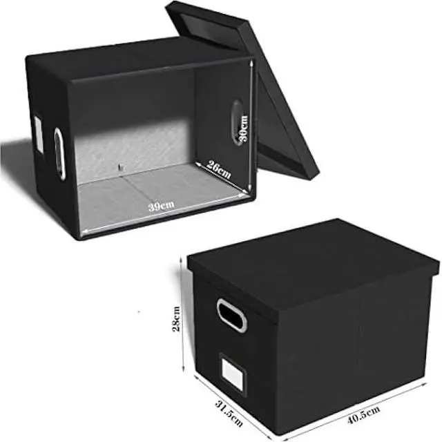 Alt view image 2 of 6 - TORASO Linen File Box Organizer with Lid, Letter/Legal Size, File Folder Storage, Easy Slide Durable Hanging File Box for Office/Decor/Home(FG,Black).CA