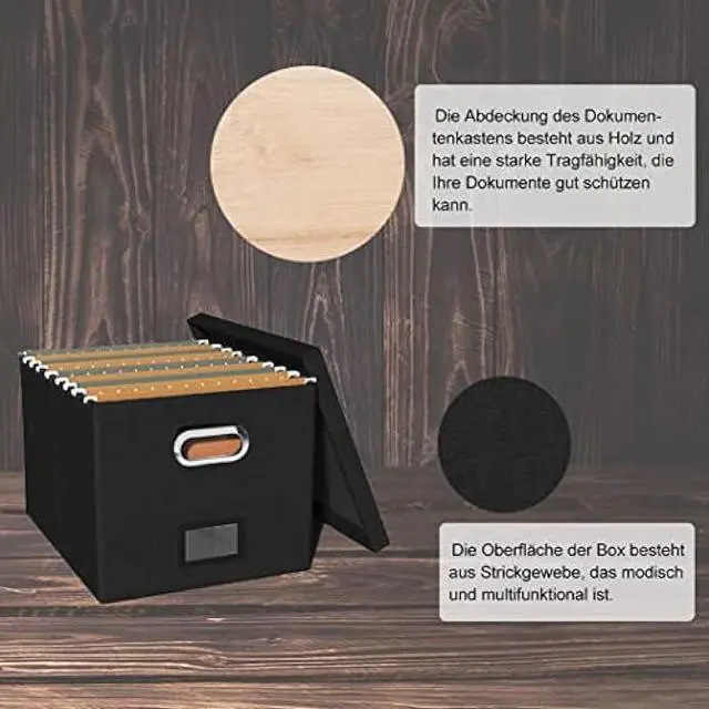 Alt view image 4 of 6 - TORASO Linen File Box Organizer with Lid, Letter/Legal Size, File Folder Storage, Easy Slide Durable Hanging File Box for Office/Decor/Home(FG,Black).CA