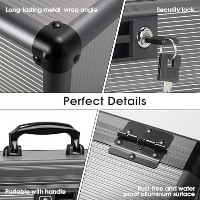 Alt view image 5 of 6 - Medicine Lock Box with Key, Alluminum Alloy Box for Medication,First aid kit with a Removeable Tray to Store Medicines & Pills for Home, Black, 14 * 8.46 * 7.48 Inch