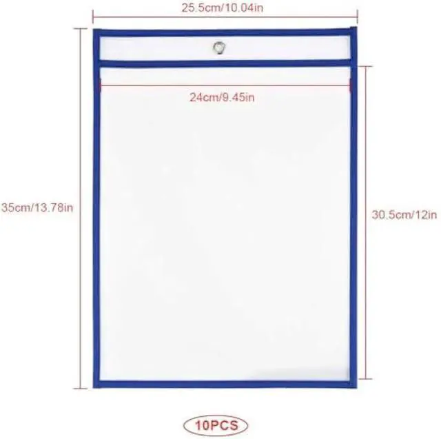 Alt view image 3 of 7 - 20 Pcs Reusable Dry Erase Pockets Sleeves, 13.6 X 10 Job Ticket Holders, Clear Dry Erase Sheet Protectors for Office School Classroom & More, 10 Colors