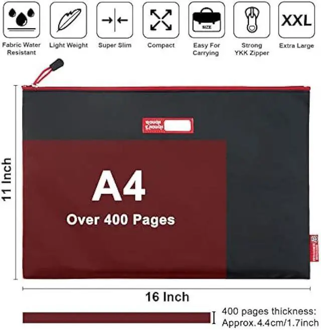 Alt view image 2 of 5 - Rough Enough Large Document Safe Holder File Folders Organizer Storage Pouch Bag A4 Letter Size with Zipper in Waterproof Plastic