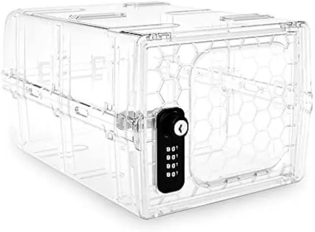 Main image of Urban August Lockable Storage Box - Medication Lock Box with Code & Key - Made of Industrial-Grade Plastic - One Size (Clear)