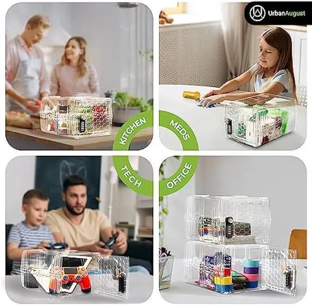 Alt view image 3 of 5 - Urban August Lockable Storage Box - Medication Lock Box with Code & Key - Made of Industrial-Grade Plastic - One Size (Clear)