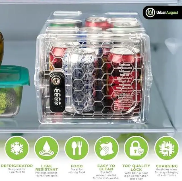 Alt view image 5 of 5 - Urban August Lockable Storage Box - Medication Lock Box with Code & Key - Made of Industrial-Grade Plastic - One Size (Clear)