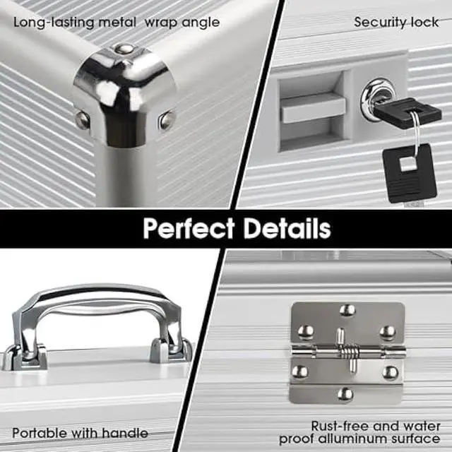 Alt view image 5 of 6 - Medicine Lock Box with Key, Alluminum Alloy Box for Medication,First aid kit with a Removeable Tray to Store Medicines & Pills for Home, Silver, 16 * 9.25 * 7.48 Inch