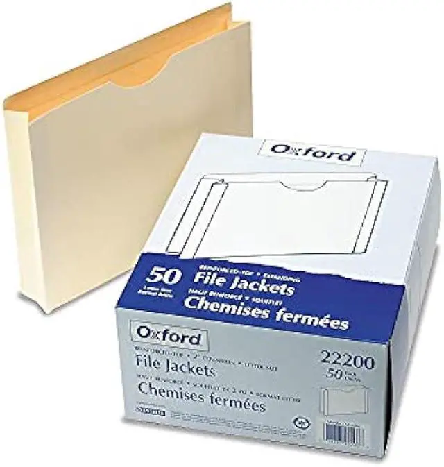 Alt view image 2 of 3 - Pendaflex File Jackets, Reinforced Top, 2-Inch Expansion, Letter Size, Manila, Closed on Three Sides for Secure Filing, 50 Folders/Box
