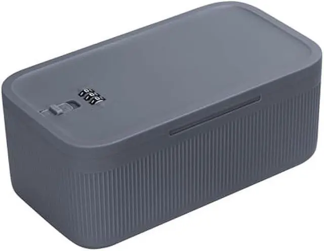 Main image of SANIDIKA Lockable Storage Box, Locking Medicine Box, Cell Phone Locked Jail, Food Medical Lockbox, Containers Bin for Personal Refrigerator Home Office Organization Travel Gift,9.25 x 5 x 3.6 (Navy)