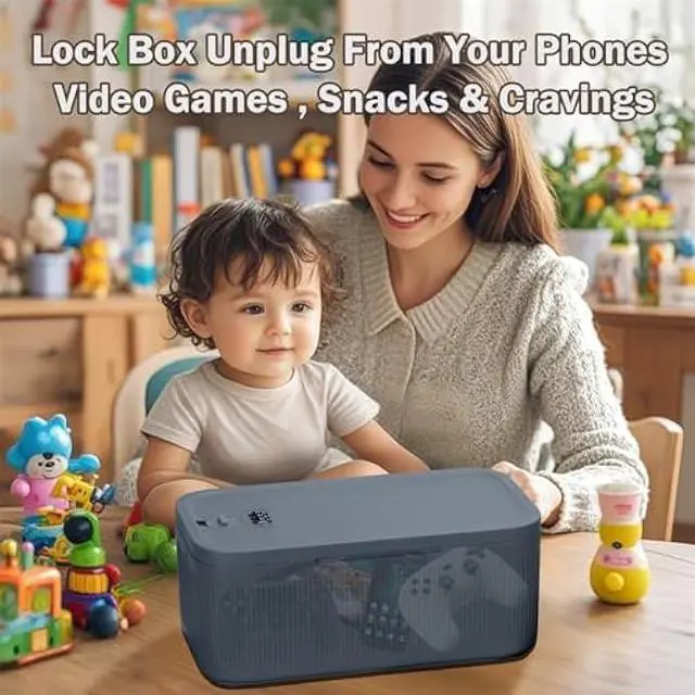 Alt view image 6 of 6 - SANIDIKA Lockable Storage Box, Locking Medicine Box, Cell Phone Locked Jail, Food Medical Lockbox, Containers Bin for Personal Refrigerator Home Office Organization Travel Gift,9.25 x 5 x 3.6 (Navy)