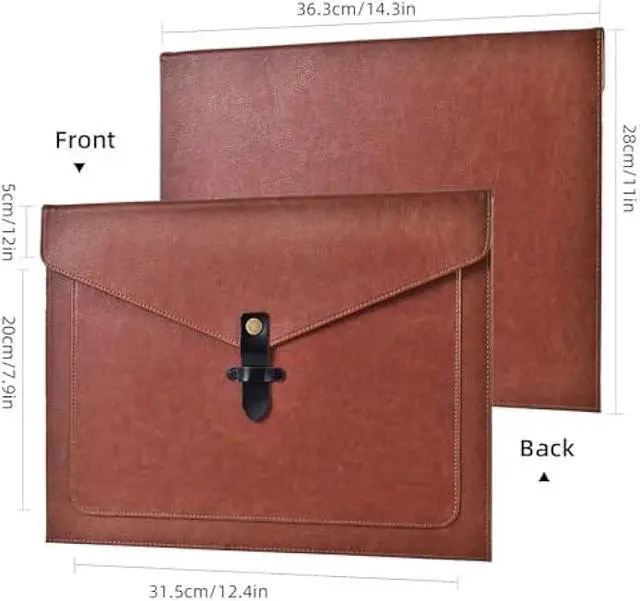 Alt view image 2 of 7 - QiXin Blue PU Leather File Folder, Snap Closure File Organizer, Important Document Folder with Pockets, Document Organizer, Laptop Sleeve Notebook Case, A4 Envelopes Filing Folder