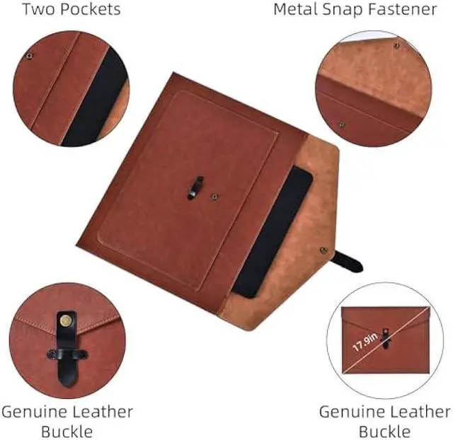 Alt view image 3 of 7 - QiXin Blue PU Leather File Folder, Snap Closure File Organizer, Important Document Folder with Pockets, Document Organizer, Laptop Sleeve Notebook Case, A4 Envelopes Filing Folder