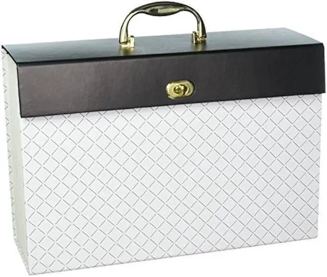 Main image of U Brands Modern Noir 19 Pocket Expanding File Folder, Office Supplies, Black and White, Brass Hardware, FSC Certified