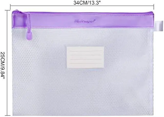 Alt view image 3 of 6 - Zipper File Bag, Wisdompro 4 Pack A4 Size Paper Document Storage File Zipper Pouches Holder with Label Pocket Organizer for Office Documents, Business Receipts, User Manual- Purple