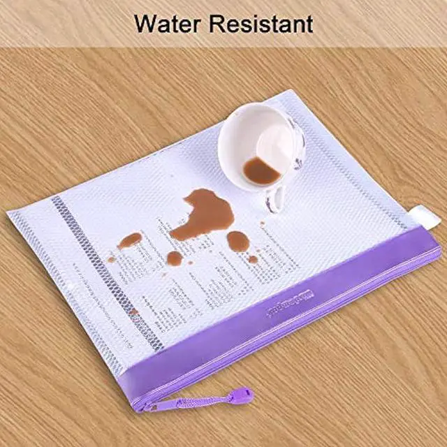 Alt view image 4 of 6 - Zipper File Bag, Wisdompro 4 Pack A4 Size Paper Document Storage File Zipper Pouches Holder with Label Pocket Organizer for Office Documents, Business Receipts, User Manual- Purple