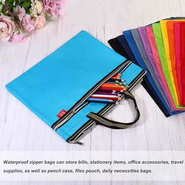 Alt view image 5 of 5 - PATIKIL Waterproof Zipper File Bag, Documents Books Tools Storage Zip Pouch for Office Travel, Red