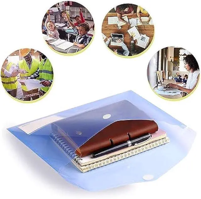 Alt view image 6 of 6 - File Folders,Plastic Envelope Folder with Snap Closure,US Letter A4 Size Poly Envelopes with Label Pocket,Folders for Documents,Assorted Color,10 Pack