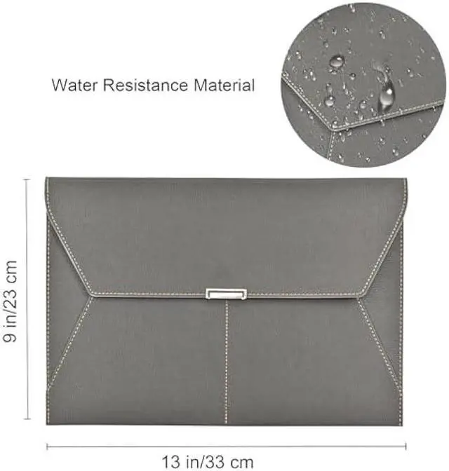 Alt view image 4 of 7 - VANRA File Folder Document Holder Organizer Waterproof Portfolio PU Leather Folder Case with 3 Pockets, Filing Envelopes for A4 Letter Size Paper with Snap Magnetic Button Closure (Gray)