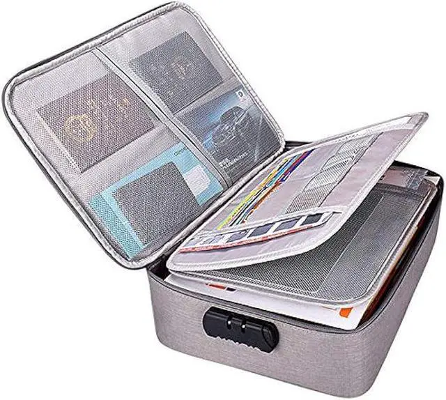 Main image of Oxford Document Organizer with Code Lock, Multi-Layer Storage Pouch Credential Bag, Portable Bag Without Vibration for MacBook,Passport,Package File Pocket with 2 Separators (Grey)