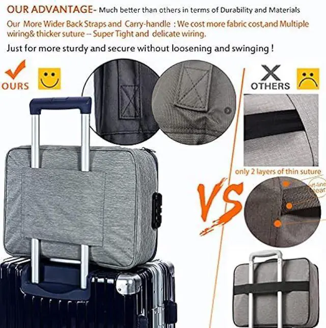 Alt view image 4 of 6 - Oxford Document Organizer with Code Lock, Multi-Layer Storage Pouch Credential Bag, Portable Bag Without Vibration for MacBook,Passport,Package File Pocket with 2 Separators (Grey)