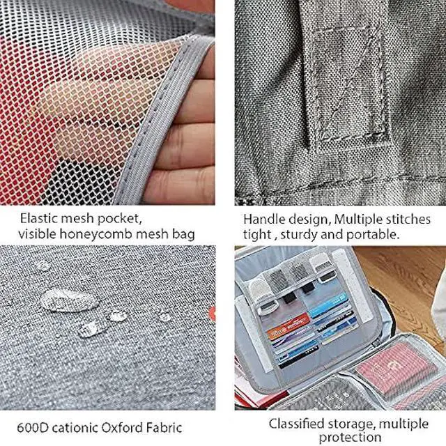 Alt view image 3 of 6 - Oxford Document Organizer with Code Lock, Multi-Layer Storage Pouch Credential Bag, Portable Bag Without Vibration for MacBook,Passport,Package File Pocket with 2 Separators (Grey)