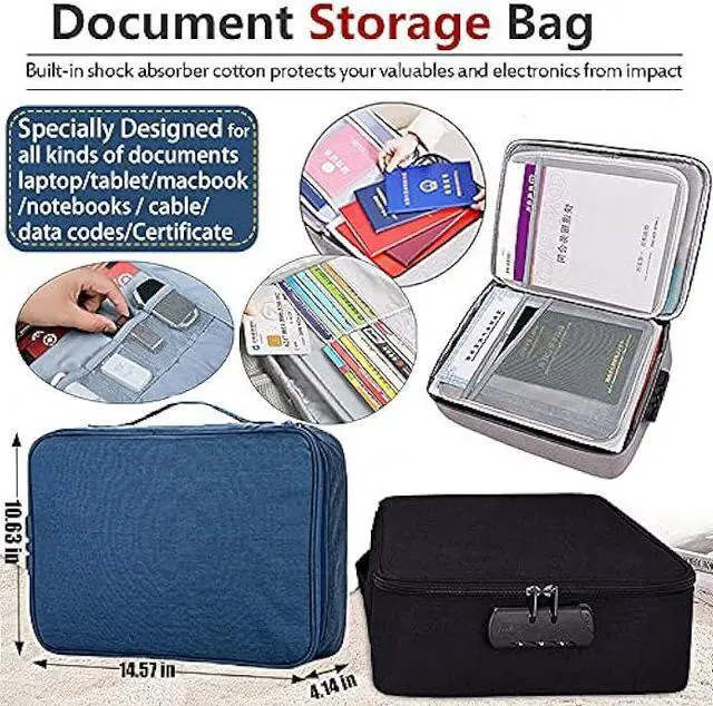 Alt view image 6 of 6 - Oxford Document Organizer with Code Lock, Multi-Layer Storage Pouch Credential Bag, Portable Bag Without Vibration for MacBook,Passport,Package File Pocket with 2 Separators (Grey)