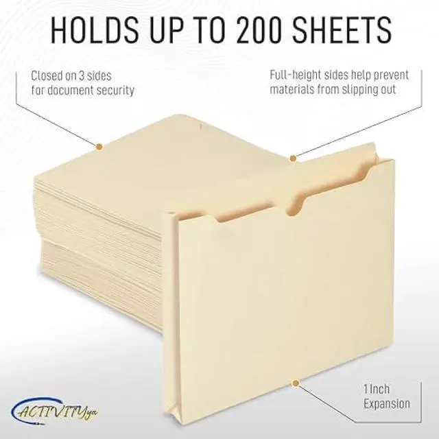 Alt view image 3 of 6 - Manila File Jackets, 1 Inch Expansion, Letter Size, Reinforced Straight-Cut Tab, 6 Pack