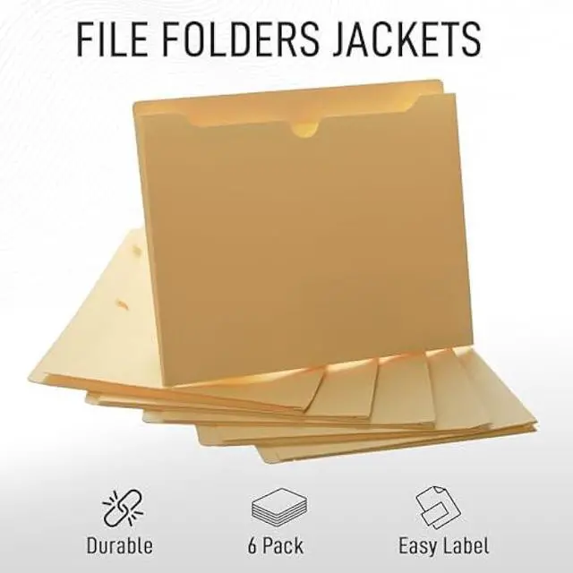 Alt view image 4 of 6 - Manila File Jackets, 1 Inch Expansion, Letter Size, Reinforced Straight-Cut Tab, 6 Pack
