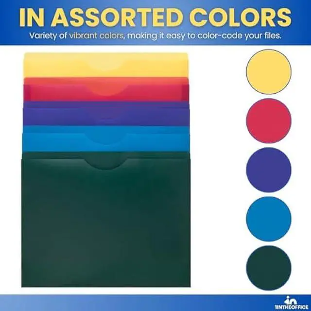 Alt view image 3 of 6 - 1InTheOffice Poly File Jacket File Folder, Letter 1 Expanding File Jacket, 10-Pack, Assorted