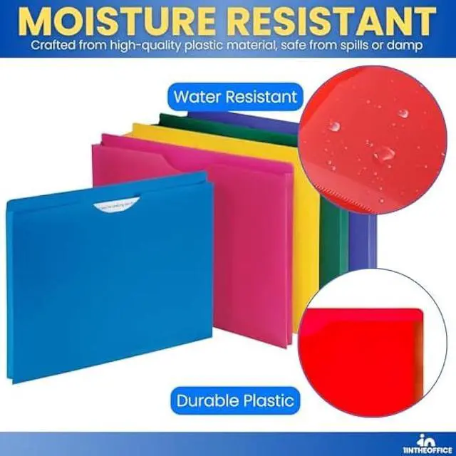 Alt view image 5 of 6 - 1InTheOffice Poly File Jacket File Folder, Letter 1 Expanding File Jacket, 10-Pack, Assorted