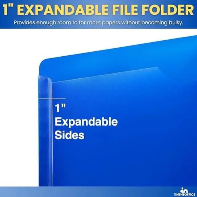 Alt view image 4 of 6 - 1InTheOffice Poly File Jacket File Folder, Letter 1 Expanding File Jacket, 10-Pack, Assorted